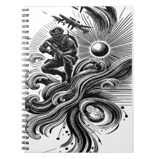 Soldier and Solar Art Waves Notebook