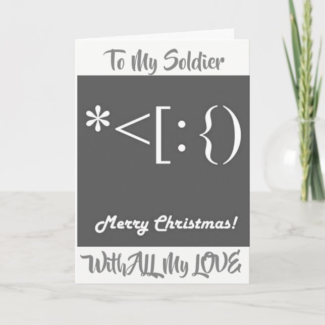 ***SOLDIER AT CHRISTMAS*** MISTLETOE WISHES FOR U! HOLIDAY CARD (Front)