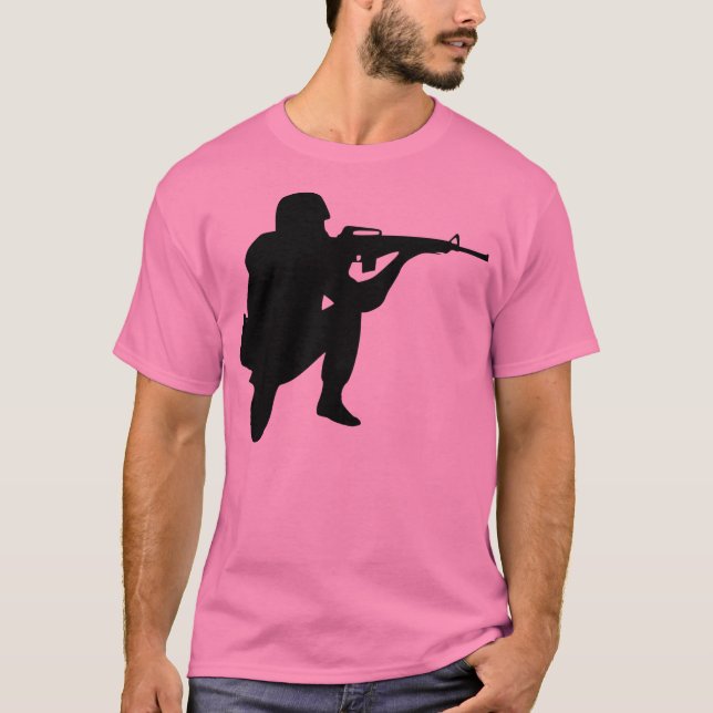 Soldier. Black. RIGHT-Facing. T-Shirt (Front)