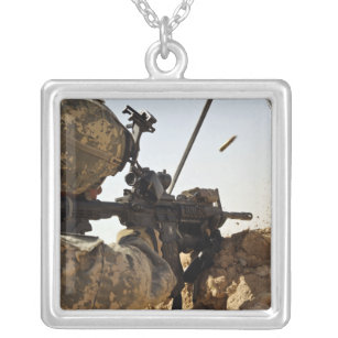 soldier engages enemy forces silver plated necklace