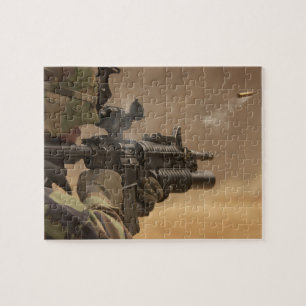 Soldier Fires His Weapon Jigsaw Puzzle