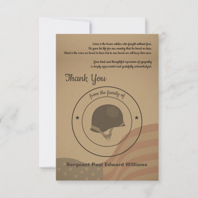 Soldier Funeral Thank You Card (Front)