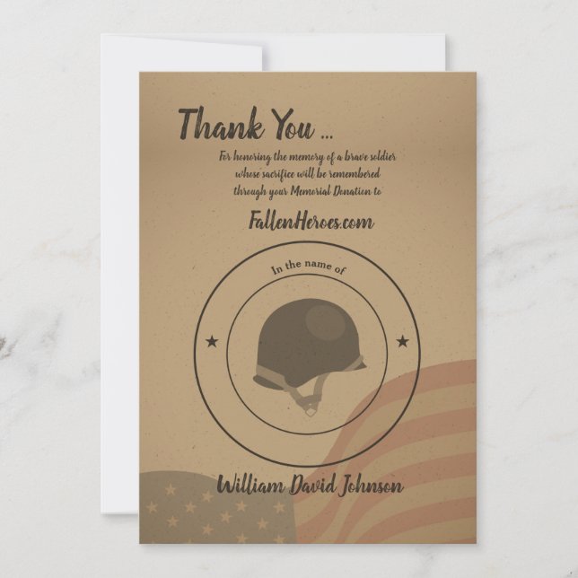 Soldier Funeral Thank You Cards (Front)