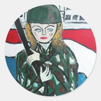 Soldier Girl Classic Round Sticker