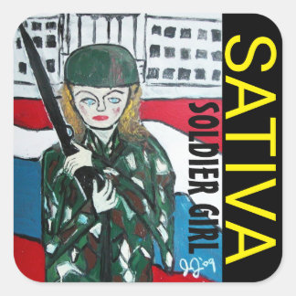 SOLDIER GIRL SATIVA SQUARE STICKER