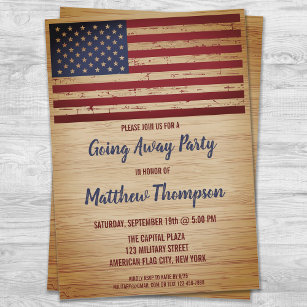 Soldier Going Away Patriotic American Flag Invitation