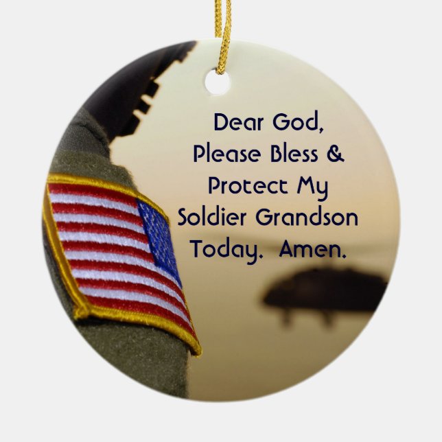 Soldier Grandson Prayer Ornament (Front)
