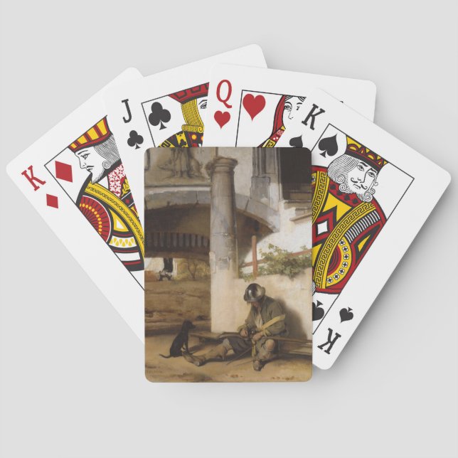 Soldier Guarding a Gate With his Pet Dog Playing Cards (Back)