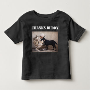 Soldier in Fatigues with His Military Dog Toddler T-Shirt