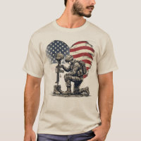 Soldier Kneeling Fallen Hero American Flag Heart G