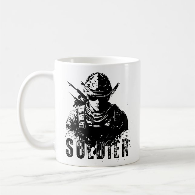 Soldier Mug - Bold Military Tribute Design (Left)