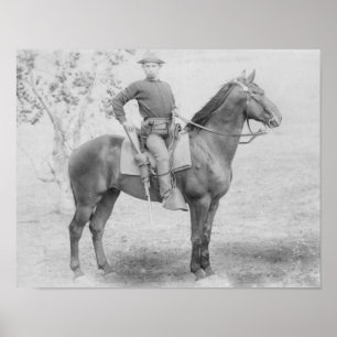 Soldier on His Horse in South Dakota Photograph Poster