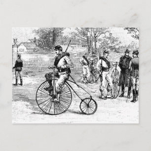 Soldier On Penny Farthing Bicycle Postcard