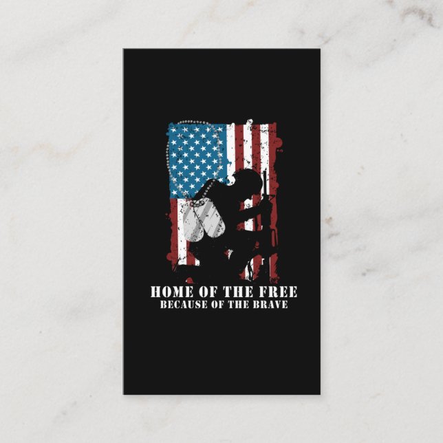 Soldier Proud Veterans Day American Flag Business Card (Front)