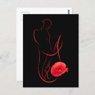 Soldier Red Poppy Military Memorial Veterans Day Postcard