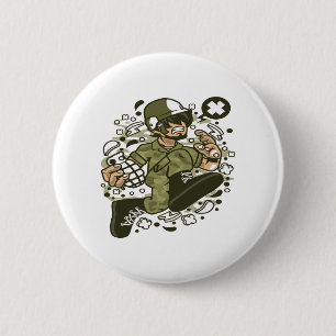 Soldier Running 6 Cm Round Badge