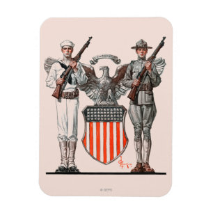 Soldier, Sailor and U.S. Shield Magnet