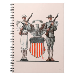 Soldier, Sailor and U.S. Shield Spiral Notebook