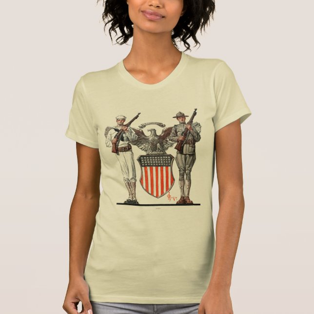 Soldier, Sailor and U.S. Shield T-Shirt (Front)