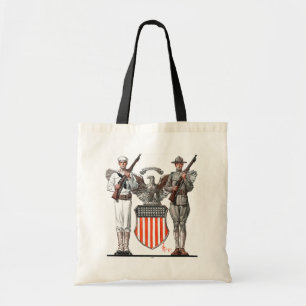 Soldier, Sailor and U.S. Shield Tote Bag