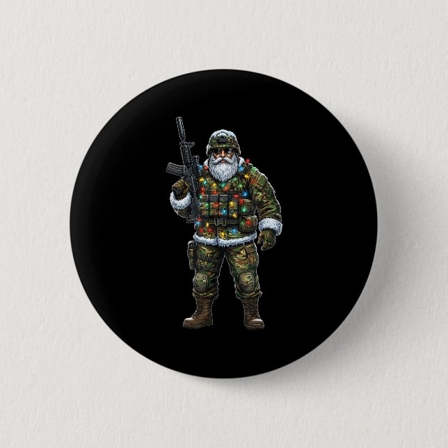 Soldier Santa Camouflage Christmas Military Hunter 6 Cm Round Badge (Front)