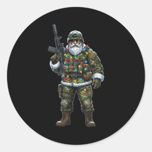 Soldier Santa Camouflage Christmas Military Hunter Classic Round Sticker