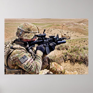 Soldier Secures the High Ground Poster