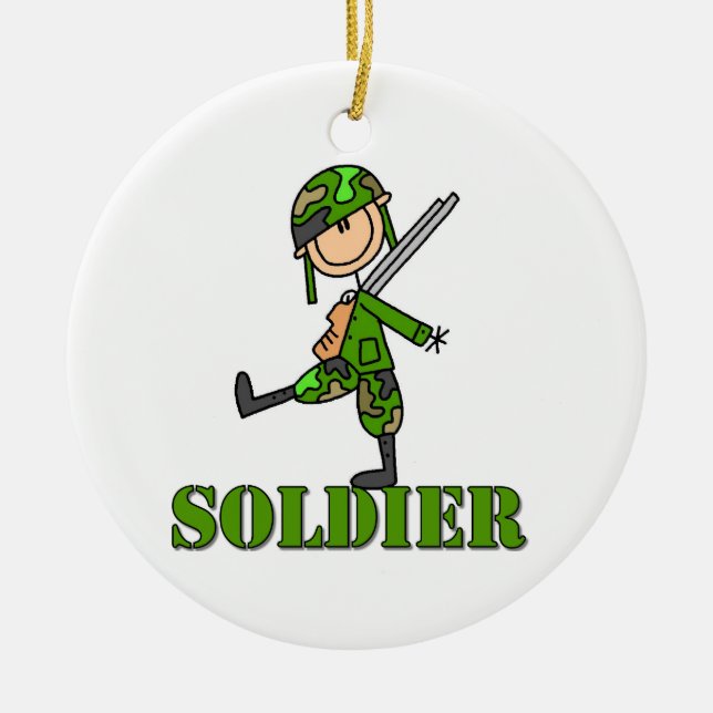 Soldier Stick Figure Ceramic Tree Decoration (Front)