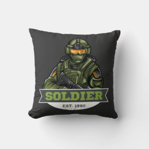 Soldier Tactical Logo – Military Emblem Design Cushion