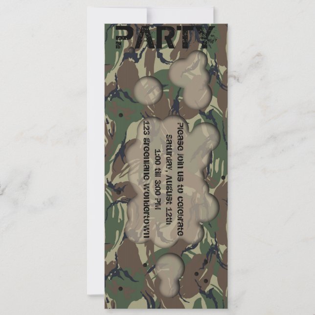 Soldier theme party invitation (Front)