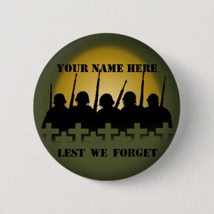Soldier Tribute Buttons Lest We Forget War Buttons