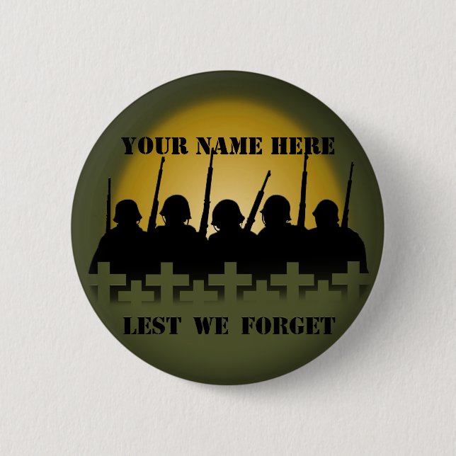 Soldier Tribute Buttons Lest We Forget War Buttons (Front)