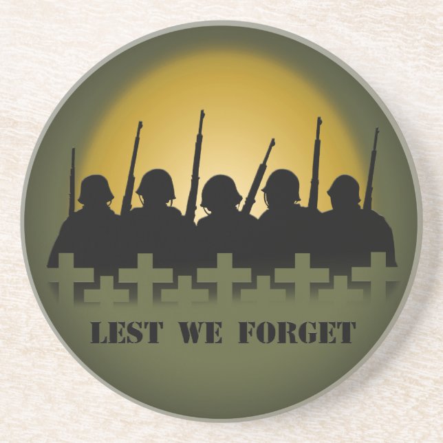 Soldier Tribute Coaster Lest We Forget War Decor (Front)