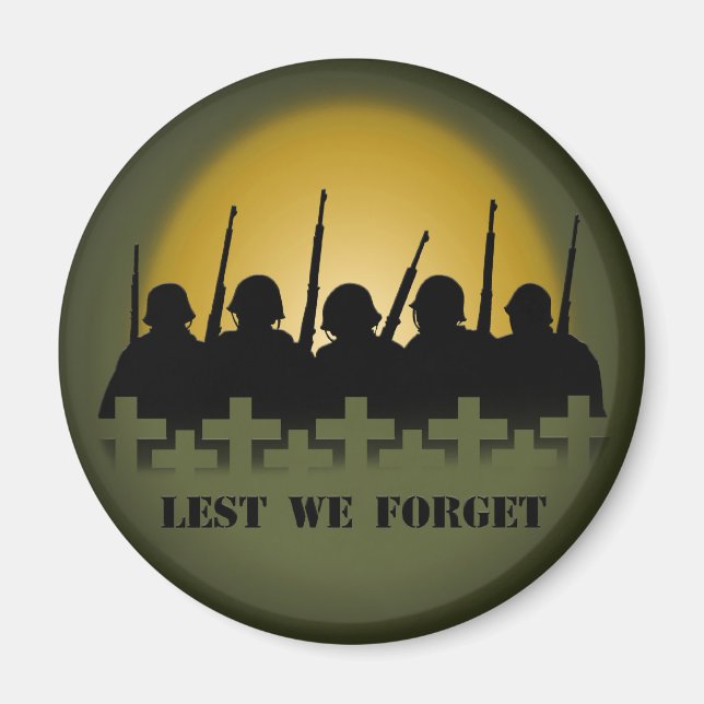 Soldier Tribute Magnet Lest We Forget War Gifts (Front)