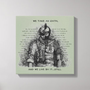 Soldier Warrior - Oath Customise Background Colour Canvas Print