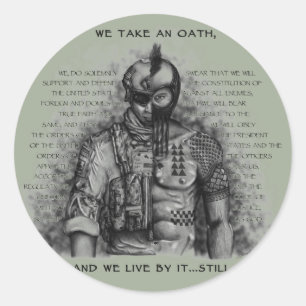 Soldier Warrior - Oath Customise Background Colour Classic Round Sticker