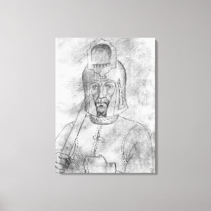 Soldier wearing a visored helmet canvas print