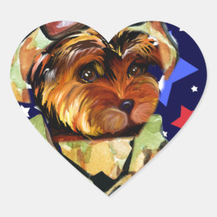 SOLDIER YORKIE POO HEART STICKER