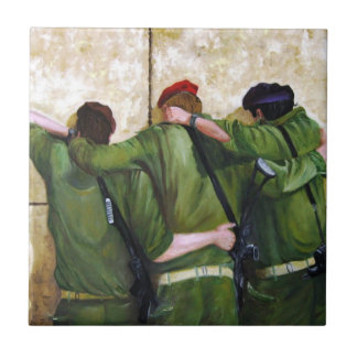 Soldiers at the wailing wall in jerusalem tile