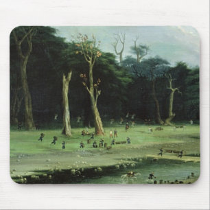 Soldiers Cutting Branches by a River (oil on canva Mouse Pad