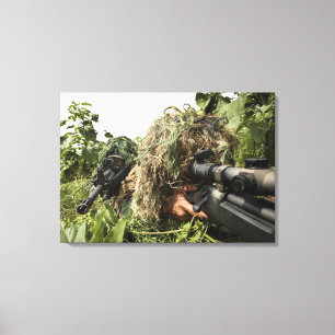 Soldiers dressed in ghillie suits canvas print