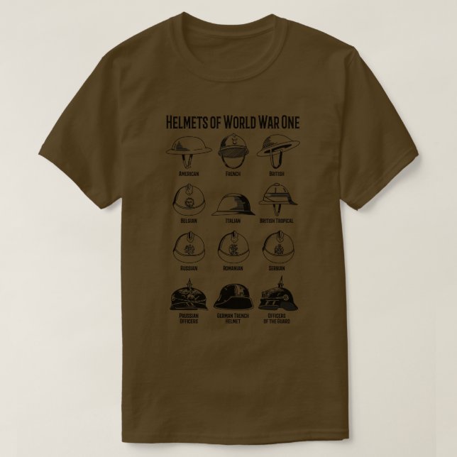 Soldiers Helmets of WorldOne WWI Military Diagrams T-Shirt (Design Front)
