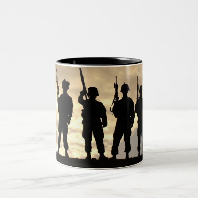 Soldiers in Silhouette Military Two-Tone Coffee Mug (Center)