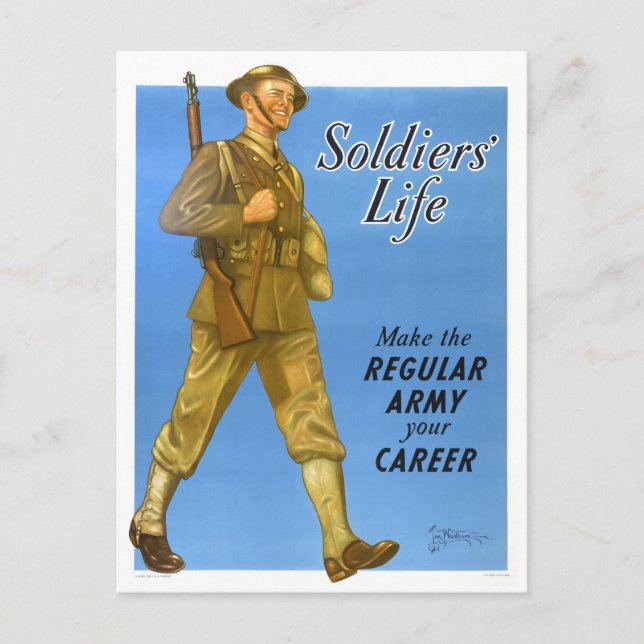 SOLDIERS LIFE POSTCARD (Front)