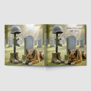 Soldier's Memorial Grave Site With Dog Guest Book