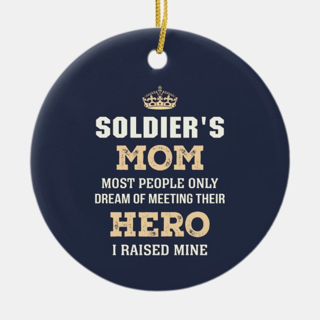 Soldiers Mum Raised Hero Photo Ceramic Tree Decoration (Front)