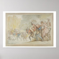 Soldiers on a March, 1805 (pen & ink and watercolo
