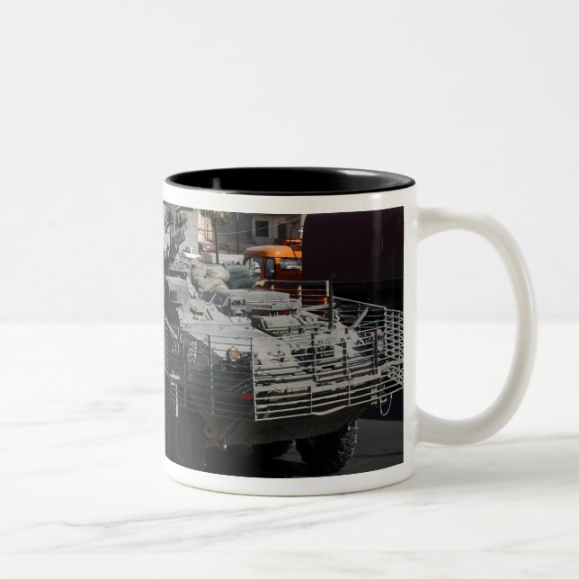 soldiers patrolling Two-Tone coffee mug (Right)