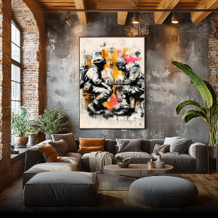 Soldiers Playing Chess – Antiwar Street Art Poster