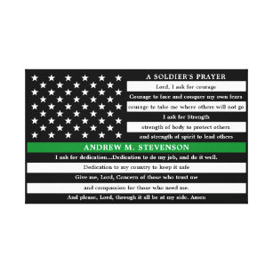Soldiers Prayer Personalised Thin Green Line Canvas Print